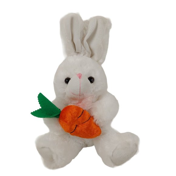 Topstar White Bunny Rabbit 15" Spring Stuffed Animal Plush Soft Pet Carrot - Picture 2 of 9
